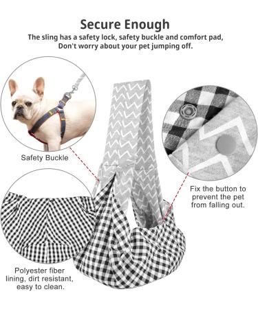 CUBY Reversible Pet Dog Sling Carrier - Hands-free Double-sided Pouch for Puppy and Kitty - Striped Grey - 32x20x8cm - Buy Online on SooperMarket.com