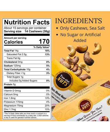 Naturally Roasted & Slightly Salted Cashews - 16 Oz Bag | Whole Cashews | Non GMO, Gluten Free, Vegan, Keto Friendly | Everyday Protein - Buy Online on SooperMarket.com
