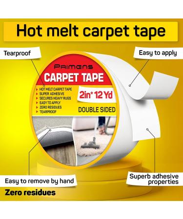 Double Sided Carpet Tape - Rug Grippers for Area Rugs & Hardwood Floors - Strong Adhesive, Residue-Free - 2 Inch x 12 Yards - Buy Online on SooperMarket.com