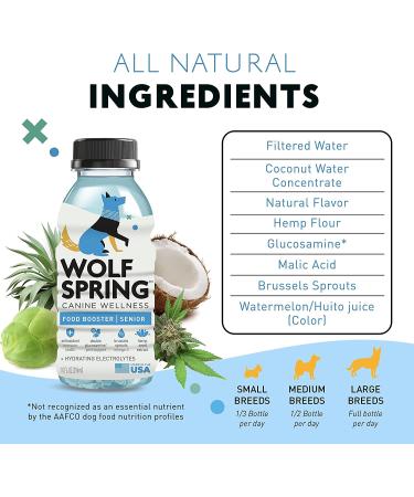 Wolf Spring All-Natural Dog Food Booster for Senior Dogs - Vitamins, Skin & Coat Support, Joint Health - Digestive Health Multivitamin with Glucosamine - Plant-Based Additive - 10oz (Pack of 12) - Buy Online on SooperMarket.com