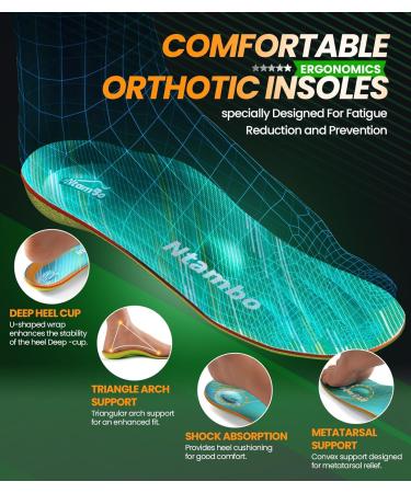 Plantar Fasciitis Insoles for Men Women | Arch Support Orthotic Insoles | Heel Pain Relief | UK 13-13.5 (12.4) - Buy Online on SooperMarket.com