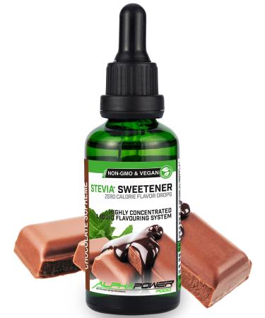 Alphapower Food |Stevia sugar -free flavor drops chocolate | 100% natural liquid aroma + sugar substitute for water muesli desserts smoothies natural chocolate aroma 50.00 ml