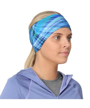 TrailHeads Women's Print Ponytail Headband Made in USA - deep dive blue