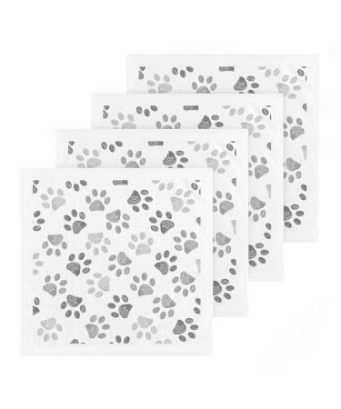 Kigai 4 Pack Cat Paw Dog Paw Washcloths Soft Face Towels Gym Towels Hotel and Spa Quality Reusable Pure Cotton Fingertip Towels
