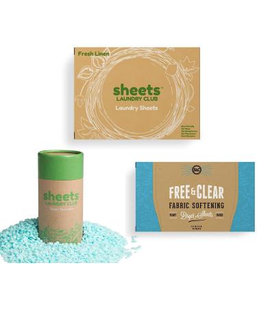 Sheets Laundry Club All In One Laundry Kit: 50 Fast Dissolving Fresh Linen Sheets, Lavender Scent Booster, Plant Based Dryer Sheets - Buy Online on SooperMarket.com