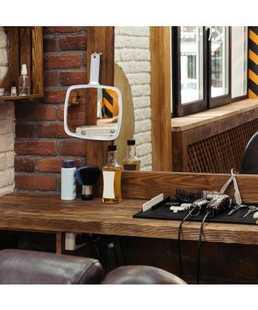 TRIXES Professional Hand Mirror for Hairdressing and Beauty - White Wide Angle 20 x 17.5cm - Buy Online on SooperMarket.com