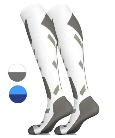 COMPREX compression stockings |The all -rounder for skiing leisure travel pregnancy |Breathable |Compression |Ski socks (white/gray 35-38)