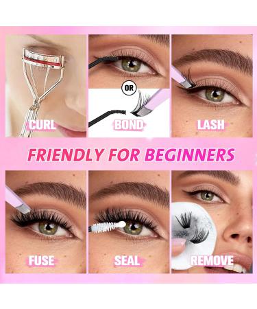 wiwoseo Russian Cluster Lashes Kit - Individual Eyelash Extensions with Glue (0.07D Volume, 9-16MM) - Buy Online on SooperMarket.com