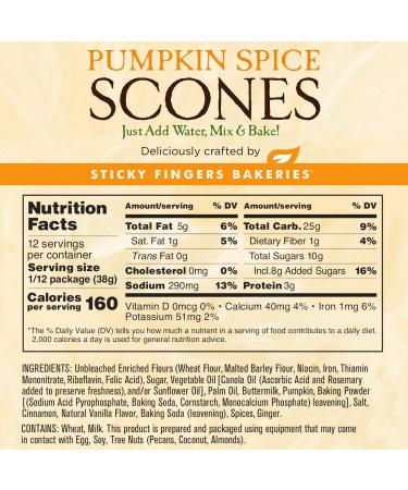 Sticky Fingers Bakeries Pumpkin Spice Scone Mix - Just Add Water, Mix & Bake - 2 Packs, 24 Scones - Buy Online on SooperMarket.com