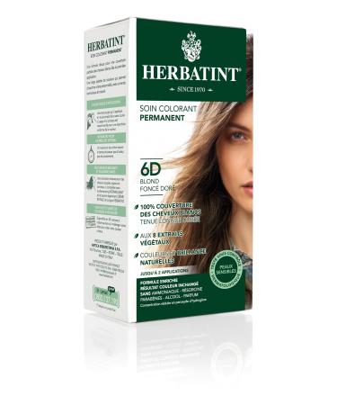 Herbatint Permanent Hair Colour 6D Dark Blonde Gold - 150ml Ammonia Free 100% Coverage White Hair Dermatologically Tested for Sensitive Skin with 8 Organic Plant Extracts