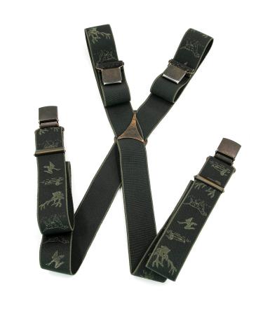 Luise Steiner Men's braces Hunting motifs with extra -strong clips & rubber special trousers carrier traditional accessories traditional braces for lederhosen olive or nature olive (green)