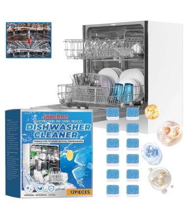 Dishwasher Cleaner Tablets Hygienically cleans and removes bad odours 2-in-1 Treatment Kit Cleans Fragrance Free Plastic Free Natural Vegan Friendly Plant-Based Cleaning (12Pcs)