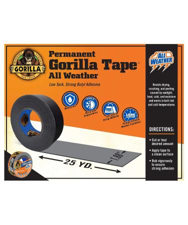 Gorilla All Weather Outdoor Waterproof Duct Tape  UV and Temperature Resistant  1.88" x 25 yd  Black  (Pack of 1) 1 - Pack - Buy Online on SooperMarket.com
