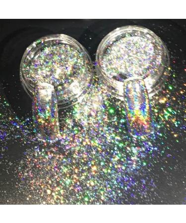 Joyeee nail art magic super shiny laser rainbow chameleon effect mirror chrome nail glitter powder for diy nail make-up nail tips decoration with sponge stock