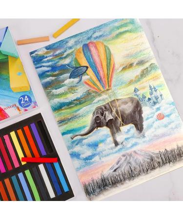 LOONENG Non-Toxic Soft Pastels Chalk - 24 Assorted Colors for Crafts, Drawing, Blending, Shading - Buy Online on SooperMarket.com