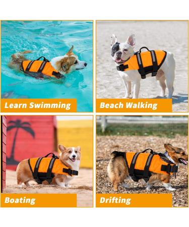 Dog Life Jacket Adjustable Dog Life Jacket Vest Reflective Orange Pet Swimming Jacket Swimwear for Middle and Small Dogs Protection Swimsuit with Rescue Handle High Buoyancy Safety Swimsuit (XS) - Buy Online on SooperMarket.com