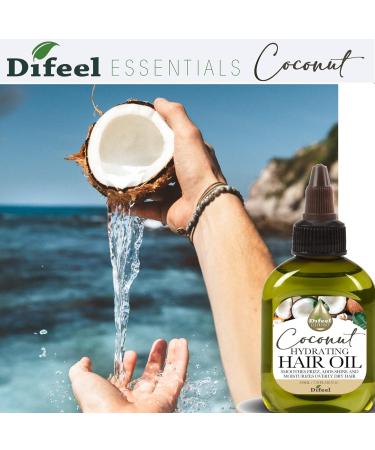 Difeel Essentials Hydrating Coconut Hair Oil 2.5 oz - Anti-Frizz Nourishing Moisture & Shine Boost for Healthy Hair | International Shipping Available - Buy Online on SooperMarket.com