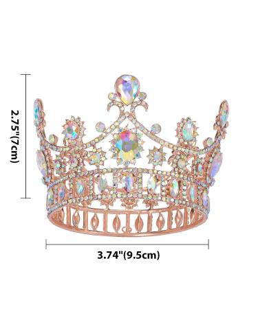 SweetV Rose Gold Queen Crown | Iridescent Crystal Birthday Cake Topper | Costume Tiaras for Wedding Halloween Baby Shower - Buy Online on SooperMarket.com