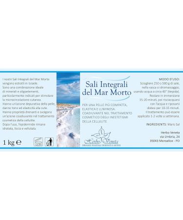 Herbo Veneta Dead Sea Whole Grain Salt - Fragrance Free 1kg | Natural Skin Care & Bath Essentials - Buy Online Internationally - Buy Online on SooperMarket.com
