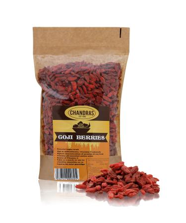 Chandra Whole Foods Goji Berries 1KG - Low-GI Nutritious Super Fruit for Snacking Smoothies Baking & Cooking - Gluten-Free Vegan-Friendly Rich in Protein & Vitamins & Antioxidant 1 kg (Pack of 1)