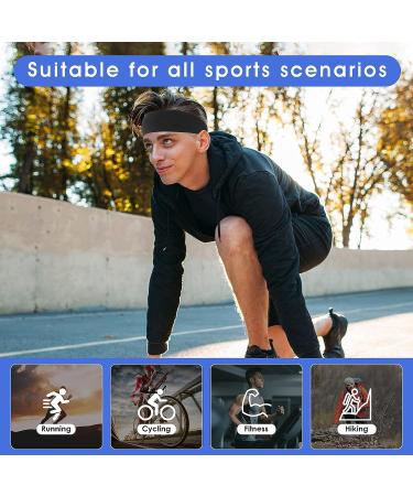 WLLHYF 3 Pcs Non-Slip Yoga Headbands Set for Women - Black White Gray Head Wraps for Workout, Pilates, Running - Soft Cotton Fabric Sweat Hairbands - Buy Online on SooperMarket.com
