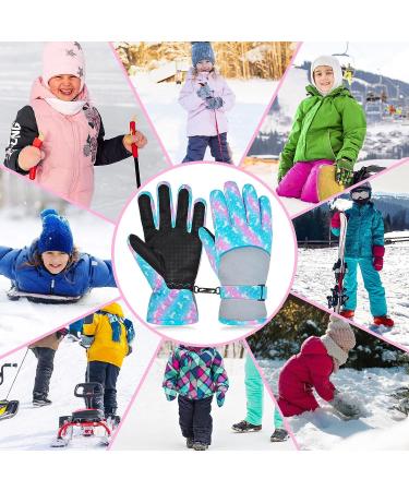 Ausletie Kids Waterproof Winter Snow Gloves - Blue Unicorn | Warm Snowboard Gloves for Girls | Outdoor Ski Gloves for Children - Buy Online on SooperMarket.com