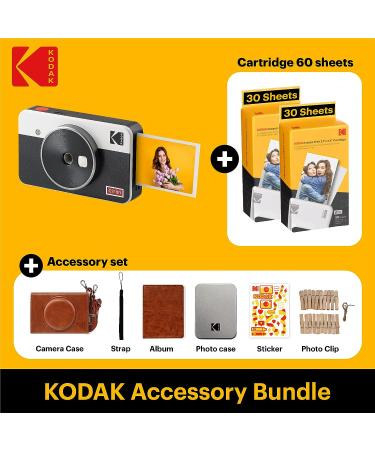 KODAK Mini Shot 2 Retro 4PASS 2-in-1 Instant Camera Printer Bundle - White (68 Sheets + Accessories) - Buy Online on SooperMarket.com
