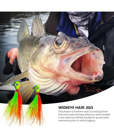 MadBite WideEye 15/28 Pack Jig Head Kits Bucktail Hair Jigs Conical Jigs and Pill Shaped Jig Kits Fishing Jig Heads for Walleye Bass Crappie Jig Head Weights - 1/8 oz 1/4 oz and 3/8 oz C: Hair Jig Kits - 15 Pack 1/4 oz - Buy Online on SooperMarket.com