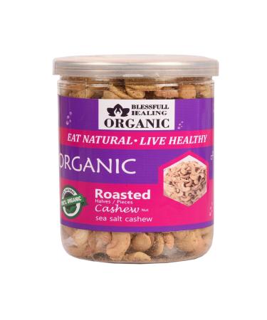 Blessfull Healing Organic Natural Vegan Sea Salt Roasted Halves/Pieces Cashew Nuts Crunchy Kaju 300 Gram