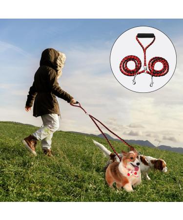 Tibapla Double Dog Leash - Padded Handles for Small Medium & Large Dogs | 10mm x 140cm | Durable Reinforced Design for Running & Training - Ideal for 2 Dogs Yellow - Buy Online on SooperMarket.com