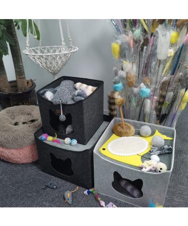 Geizire Cat House - Large Foldable Cat Cave for Indoor Cats - 2022 New Design - Cute Opening Shape - Medium Dark Grey - Buy Online on SooperMarket.com