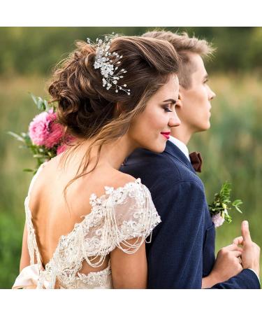 Bridal Flower Side Hair Clips Clysburtuony Pearl Hair Pieces Comb Bridal Headpiece for Brides Hair Comb Wedding Prom Birthday Party Hair Accessories (Style-A) - Buy Online on SooperMarket.com
