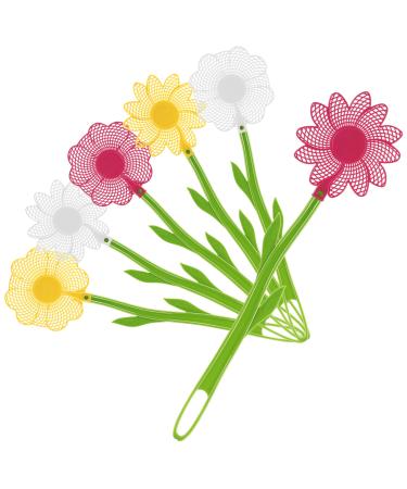 COM -FOUR 6x fly clapping made of plastic - insect catcher in flower form - pest control in bright colors - Light and flexible mosquito protection Selection varied (06 pieces - 47 cm)