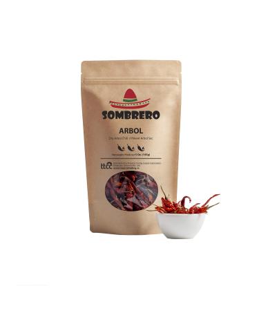 Dried Arbol Chili Peppers with Stems 200gr by Sombrero (Bird s Peak Chile de Arbol or Rat s Tail Chili). Known as Mexico s Hottest Chili!