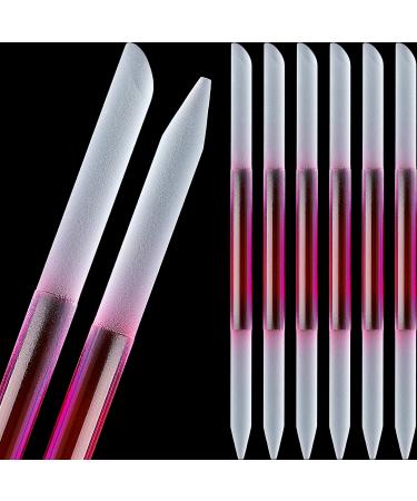 6 Pieces Glass Cuticle Pusher Glass Cuticle Stick Set Double Sided Crystal Glass Nail Files Manicure Pedicure Precision Filing Cuticle Remover (Pink)