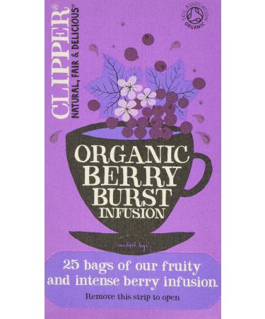 Clipper Organic Berry Burst Tea Bags | 150 Infusion Blackcurrant & Mix Fruit Teabag Sachets (6x Boxes of 25) | Bulk Buy Home & Catering | Caffeine-Free Herbal Tea | Natural Unbleached Biodegradable single