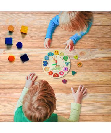 Wooden Learning Clock Toy for Kids - Educational Clock with Rope Numbers & Shapes | Perfect for Children Ages 3+ - Buy Online on SooperMarket.com