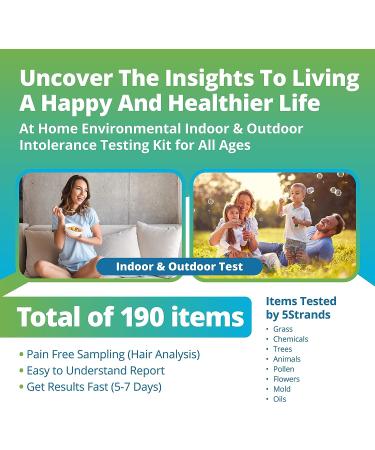 5Strands Environmental Intolerance Test - Home Sensitivity Test for 190 Outdoor & Indoor Items - Accurate Hair Analysis - Results in 7 Days - Buy Online on SooperMarket.com