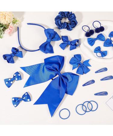48Pcs Royal Blue Girls School Hair Accessories Kit - Bow Clips, Headband, Ponytail Holder, Elastics Bands, Ribbon Barrettes - Birthday Gift (Rblue) - Buy Online on SooperMarket.com