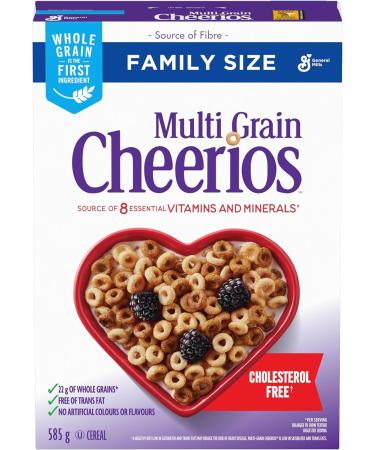 CHEERIOS - FAMILY SIZE PACK - Multi Grain Cereal Box Whole Grain is the First Ingredient No Artificial Colours No Artificial Flavours 585 Grams Package of Cereal - Buy Online on SooperMarket.com