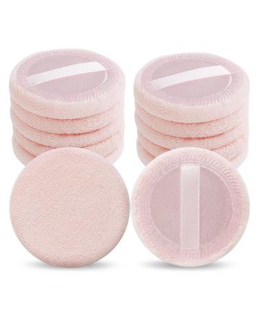 WLLHYF 12PCS Makeup Powder Puffs Pink Cotton Powder Puffs Round Powder Puff for Makeup Face Powder Velour Puffs for Loose Powder Washable