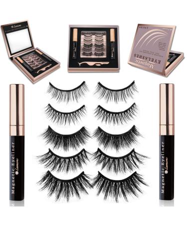 Lamora Reusable False Magnetic Lashes - Fake Magnetic Eyelash Kit With Strong Waterproof Eyeliner Free Eye Lash Applicator & Protective Gift Storage Box - No Glue False Eyelashes Magnetic Pack