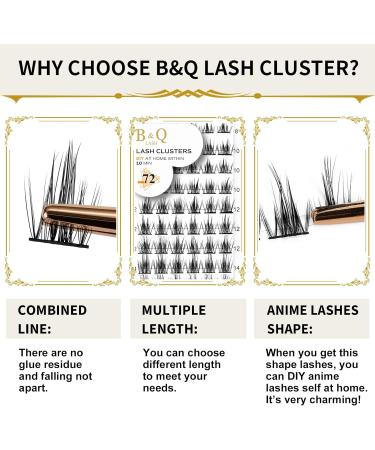 72 D Curl Individual Cluster Lashes - Soft DIY Natural Eyelash Extensions - B&Q Lash Clusters - UK-FD-B41-D-16 - Buy Online on SooperMarket.com