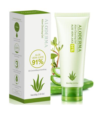 Aloderma Super Acne Clearing Gel for Face with 91% Organic Aloe Vera Gel - Blemish Spot Treatment with Witch Hazel Pure Aloe Acne Control Gel Blemish & Pimple Treatment Acne Moisturizer Non-Drying 2.8 Ounce (Pack of ...