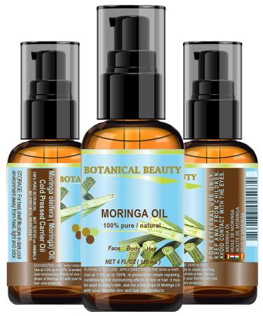 Botanical Beauty Moringa Oil 100% Pure Natural Undiluted Cold Pressed Carrier Oil. 4 Fl.oz.- 120 ml. for Face Skin Hair Lips Nails. Rich in Vitamin C Vitamin E