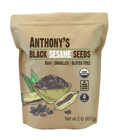 Anthony's Organic Black Sesame Seeds, 2 lb, Raw, Unhulled, Batch Tested & Verified Gluten Free, Keto Friendly 2 Pound (Pack of 1)