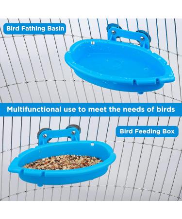 Mygeromon Bird Bath for Cage - Hanging Small Tub for Parrot, Parakeets, Canary, Budgerigar Shower - Blue - Buy Online on SooperMarket.com