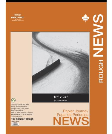 PRO ART Newsprint Paper Pad, 18-inch x 24-inch, 100 Sheet Tape Bound, Natural 18-inch x 24-inch, 100 Sheet Tape Bound Pad