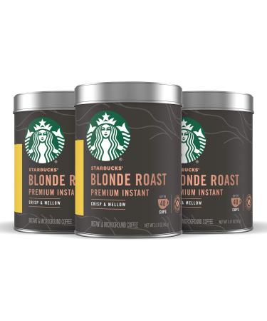 Starbucks Premium Instant Coffee  Starbucks Blonde Roast  100% Arabica  3 Tins (up to 120-cups total)