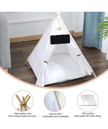 GeerDuo Portable Pet Teepee Tent for Small Dogs/Cats - Washable Sweet Bed with Cushion - White 24 - Buy Online on SooperMarket.com